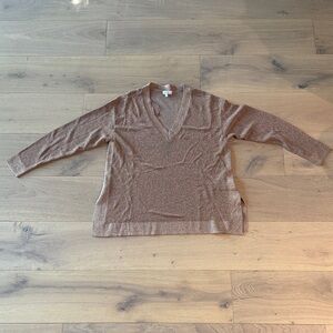 Reiss V-Neck Sweater in Warm Tan